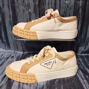 PRADA "Garbedine" Canvas Trainers: size 8